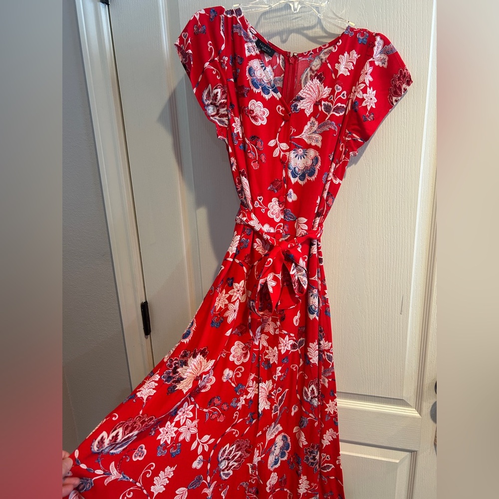 Talbots Red and Blue Floral Dress, like new